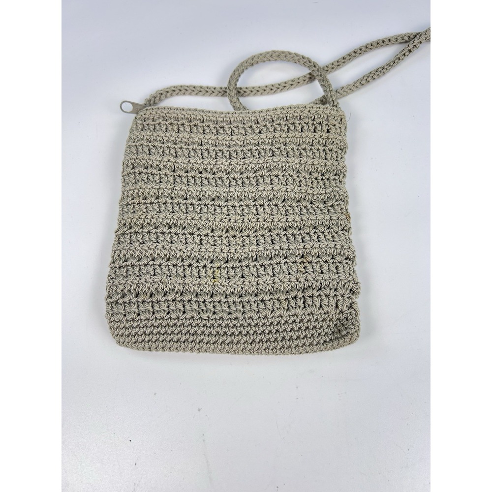 Northern Reflections Crochet Woven Crossbody Bag Purse Rayon Beige Boho Vintage - Picture 2 of 9
